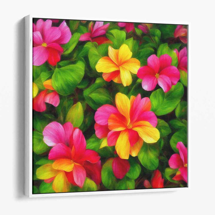 Melodic Petals Dance: Lush Garden Symphony Canvas Art Print