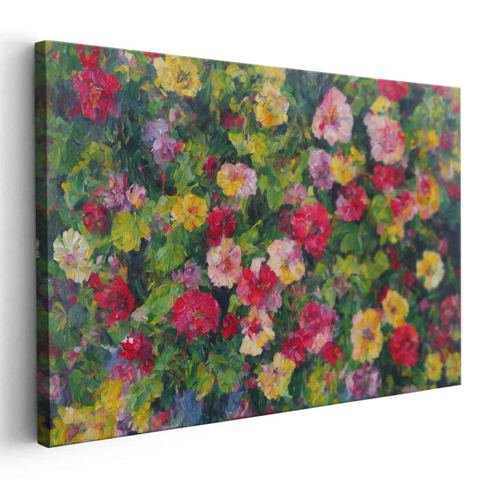 Impressionist Foliage Whispers: Lush Impressionist Garden Canvas Art