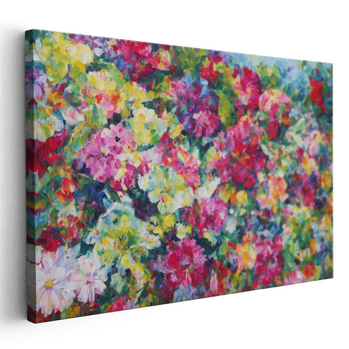 Luminous Petal Symphony: Vibrant Impressionist Garden Canvas Art Print