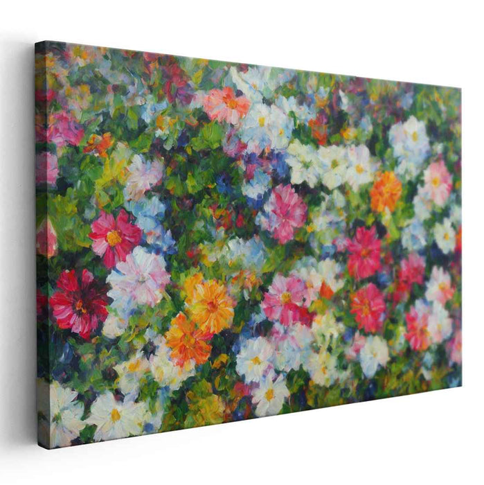 Petals of the Pastel Garden: Impressionist Garden Flower Canvas Art Print