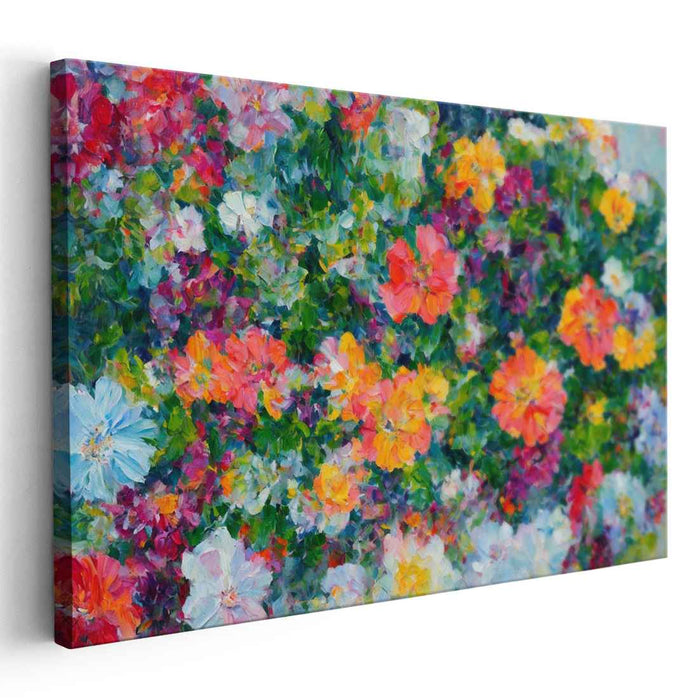 Blossom Whispers Abloom: Vibrant Impressionist Floral Canvas Art Print