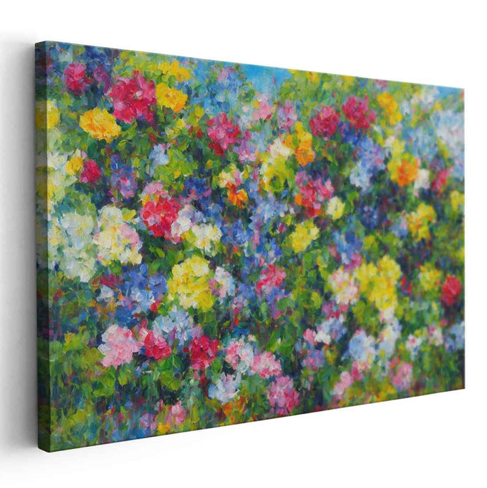 Blossom Whispers Amongst Colors: Vibrant Impressionist Floral Canvas Art Print