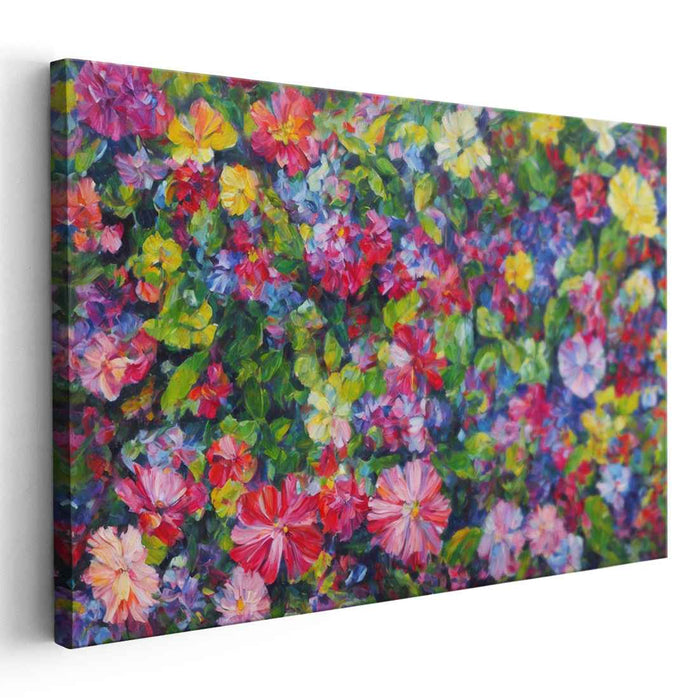 Whimsical Blooms Dance Under Sunlight: Vibrant Impressionist Garden Canvas Art Print