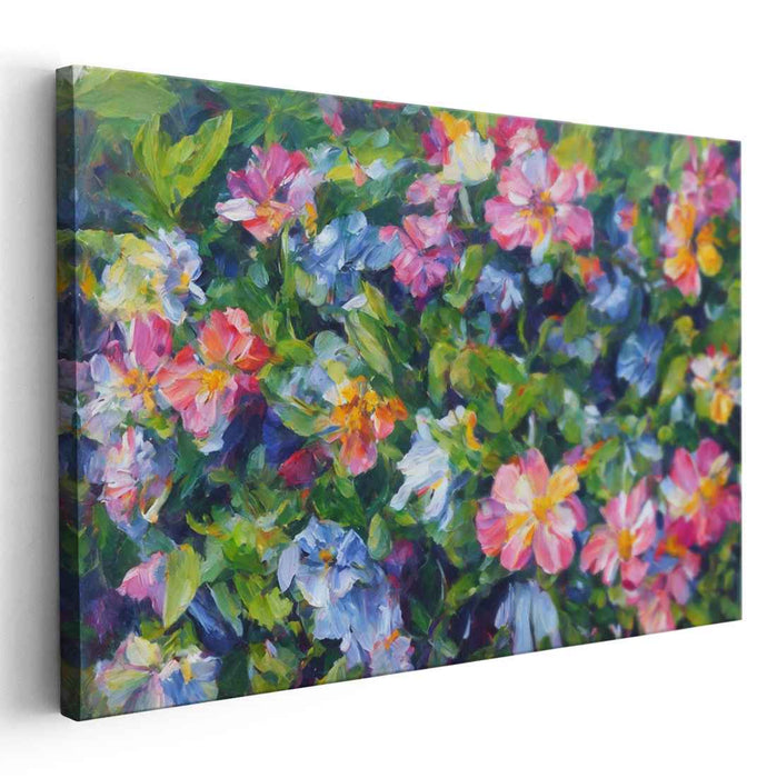 Verdant Brushstroke Symphony: Lush Impressionist Garden Canvas Art