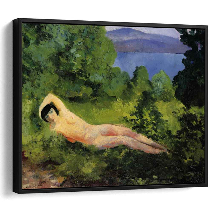 Reclining nude in the leaves (1918) by Moise Kisling