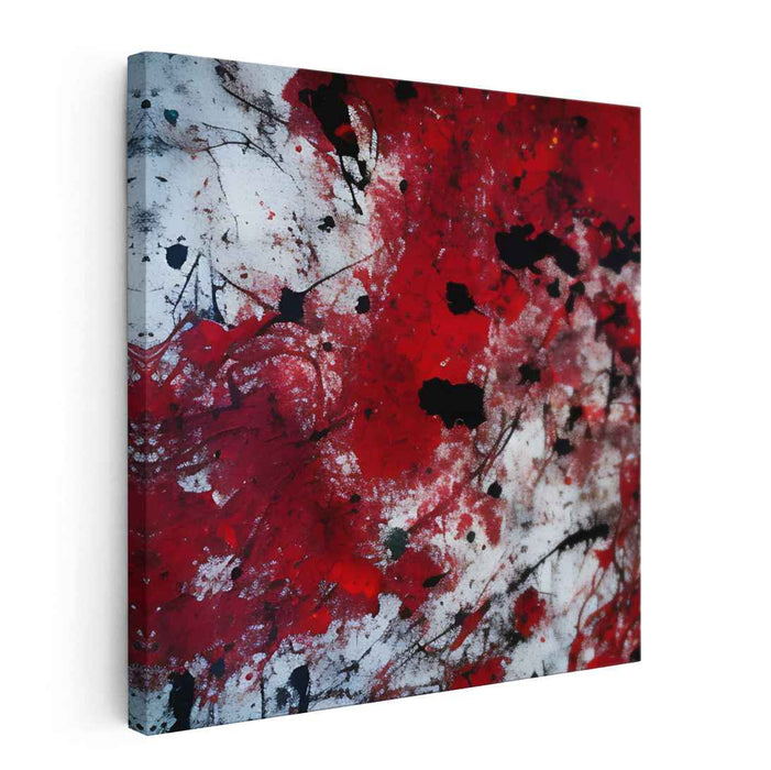 Explosive Passion: Abstract Expressionist Red and Black Canvas Art Print