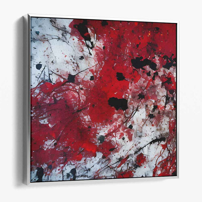 Explosive Passion: Abstract Expressionist Red and Black Canvas Art Print