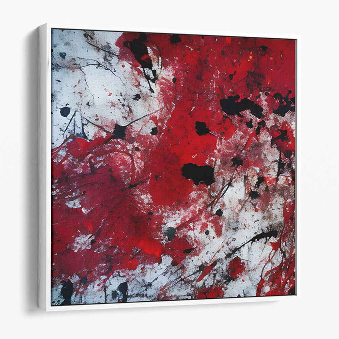 Explosive Passion: Abstract Expressionist Red and Black Canvas Art Print