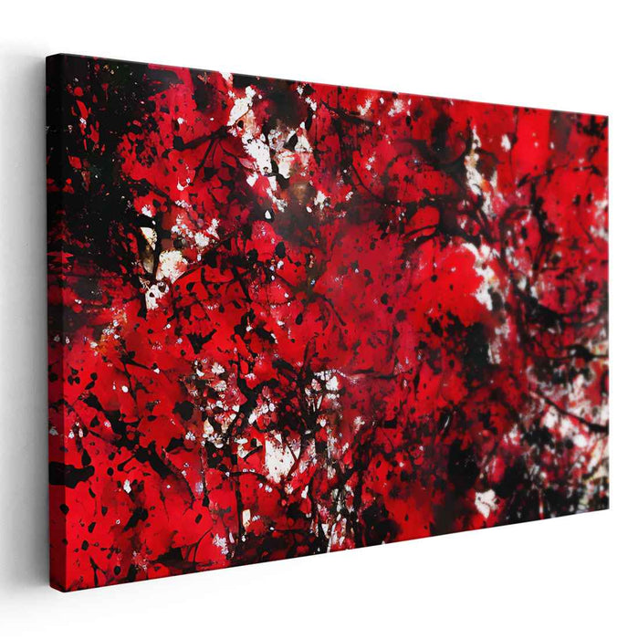 Burning Embers Dance Abstractly: Abstract Expressionist Red and Black Canvas Art