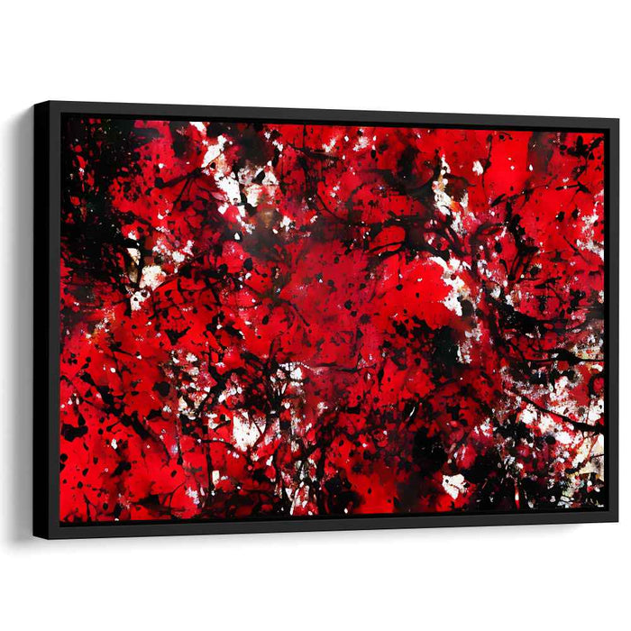 Burning Embers Dance Abstractly: Abstract Expressionist Red and Black Canvas Art