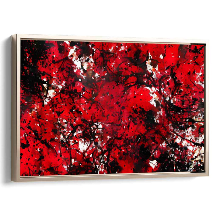 Burning Embers Dance Abstractly: Abstract Expressionist Red and Black Canvas Art
