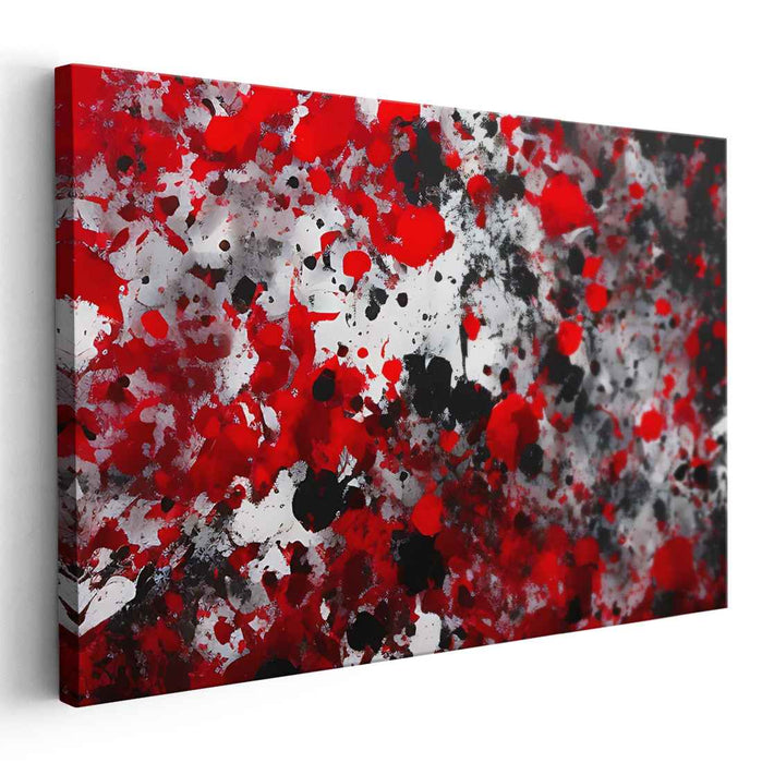 Chaotic Embers Dance: Abstract Expressionist Red and Black Canvas Art Print