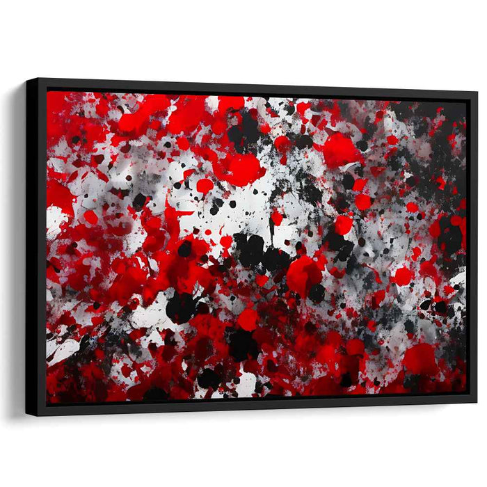 Chaotic Embers Dance: Abstract Expressionist Red and Black Canvas Art Print