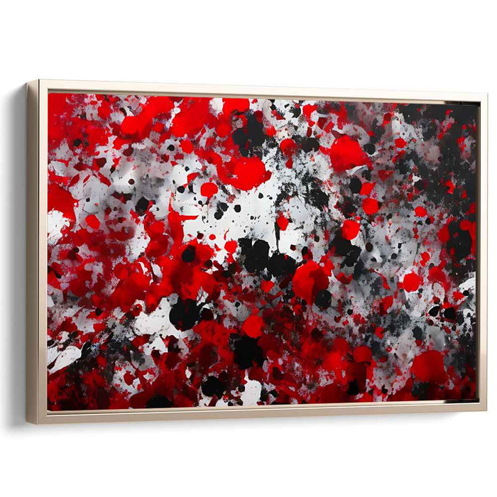 Chaotic Embers Dance: Abstract Expressionist Red and Black Canvas Art Print