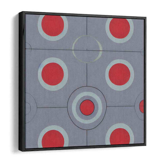 Geometric Precision: Red and Gray Concentric Circles Canvas Art