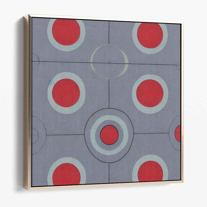 Geometric Precision: Red and Gray Concentric Circles Canvas Art