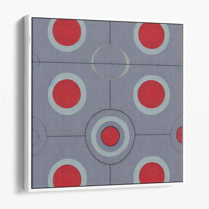 Geometric Precision: Red and Gray Concentric Circles Canvas Art