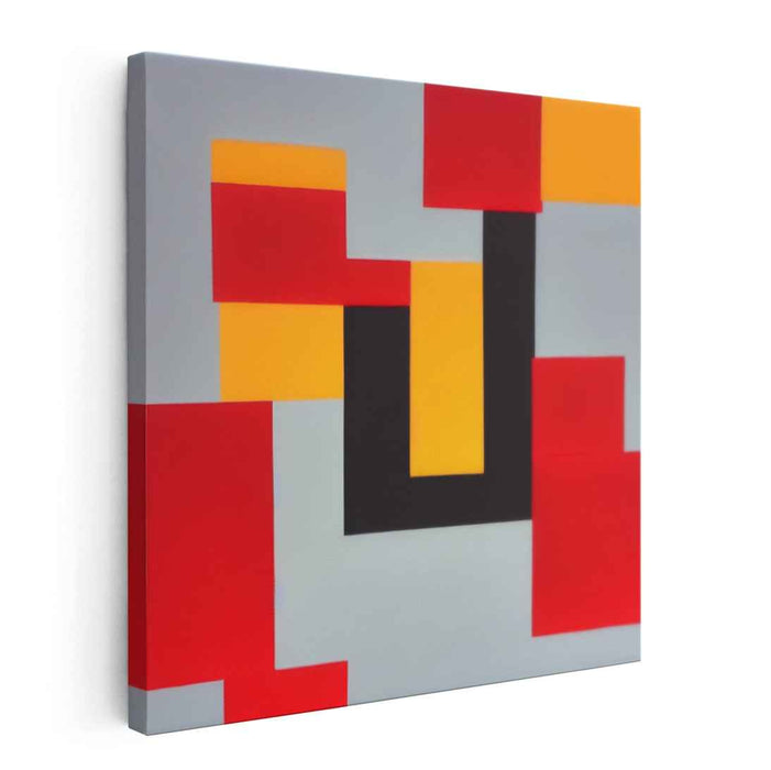 Chromatic Geometry Bursting: Abstract Rectangles in Primary Colors Canvas Art Print