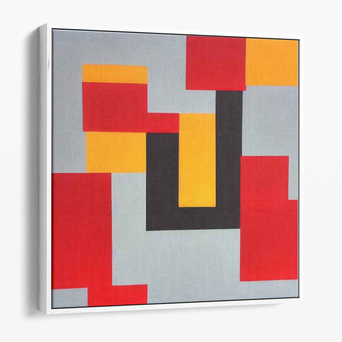 Chromatic Geometry Bursting: Abstract Rectangles in Primary Colors Canvas Art Print