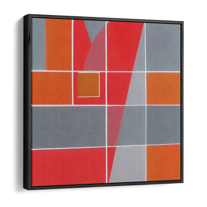 Chaos In Scarlet Hues: Abstract Red and Orange Grid Canvas Art Print