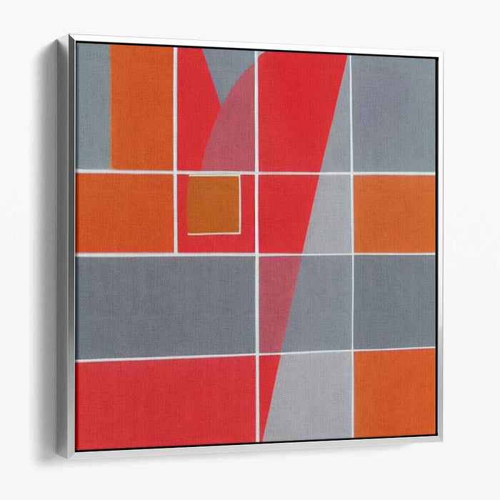 Chaos In Scarlet Hues: Abstract Red and Orange Grid Canvas Art Print