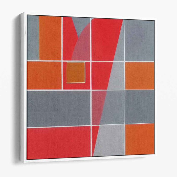 Chaos In Scarlet Hues: Abstract Red and Orange Grid Canvas Art Print