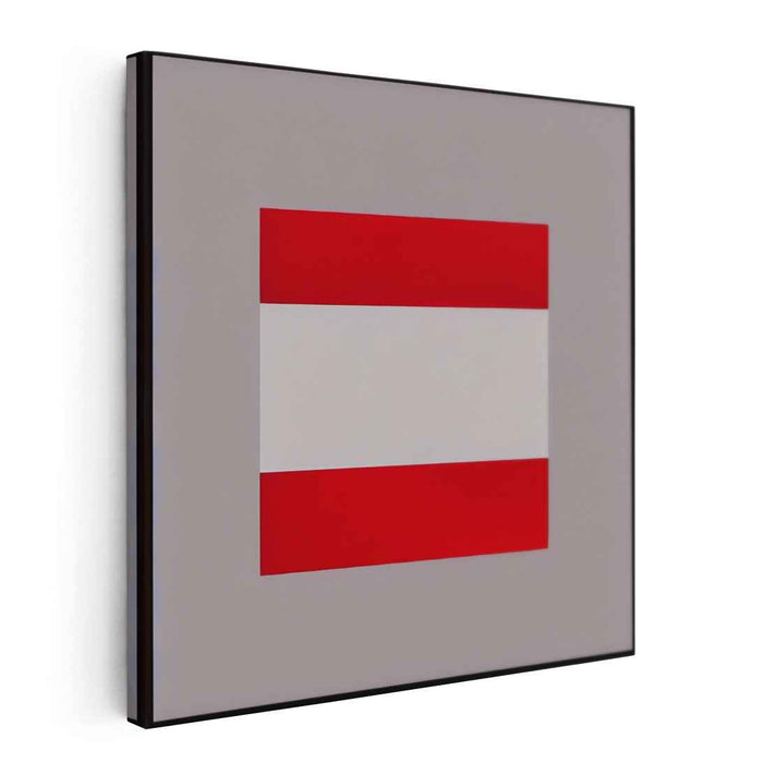 Crimson Snowflake Illusion: Red and White Geometric Canvas Art Print