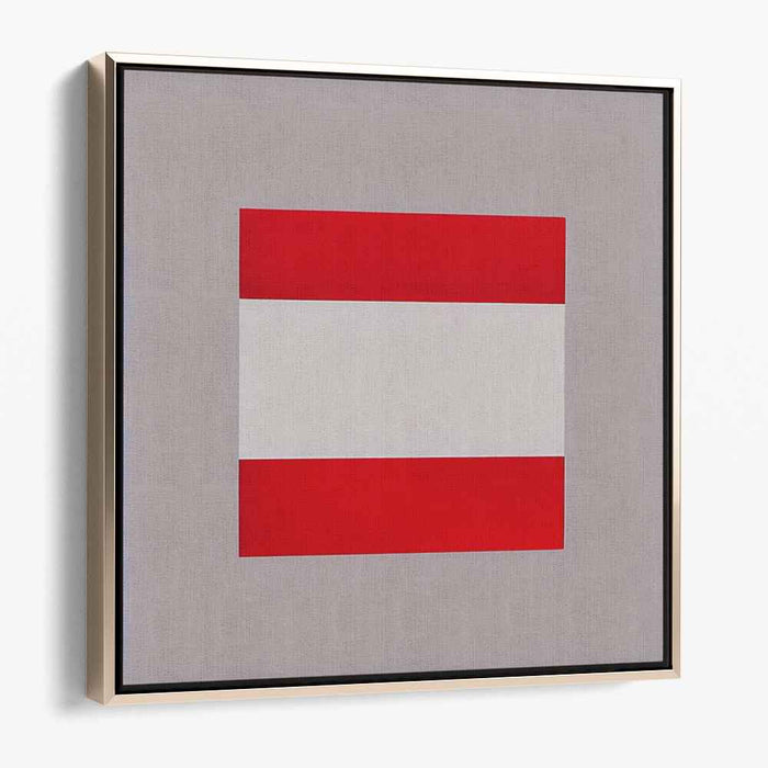 Crimson Snowflake Illusion: Red and White Geometric Canvas Art Print