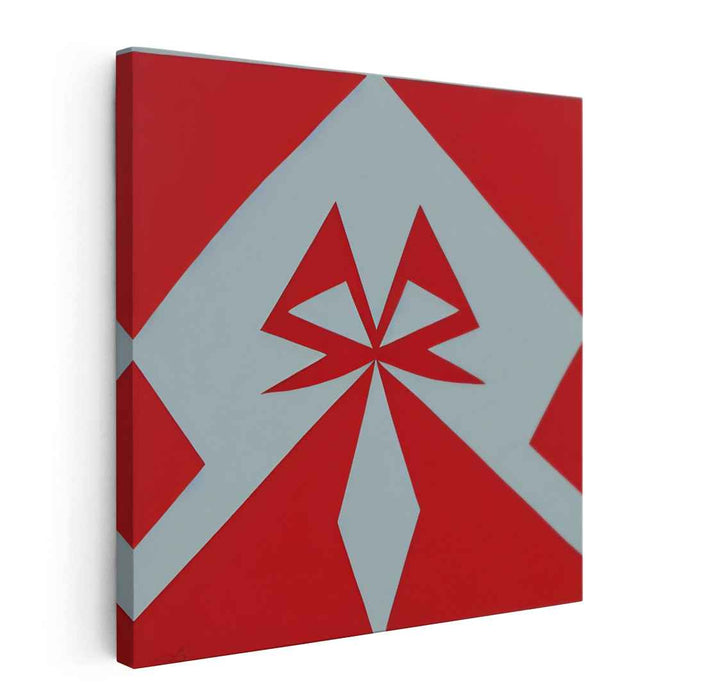 Dynamic Symmetry: Red and White Geometric Abstraction Canvas Art