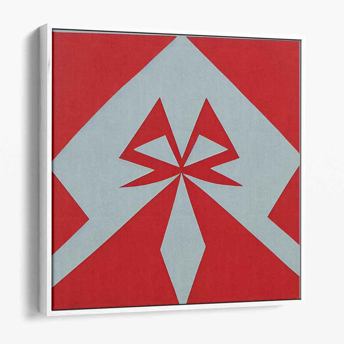 Dynamic Symmetry: Red and White Geometric Abstraction Canvas Art