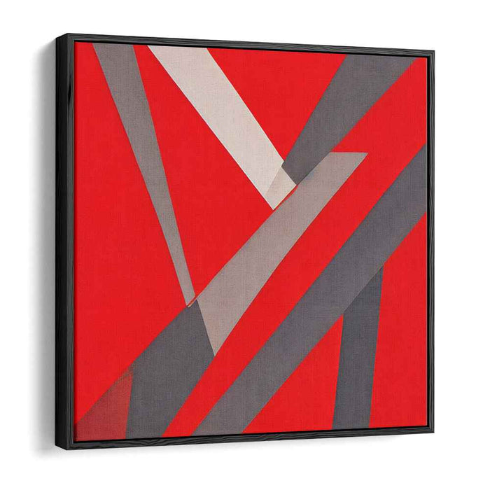 Crimson Geometry Euphoria: Abstract Geometric Red Canvas Art