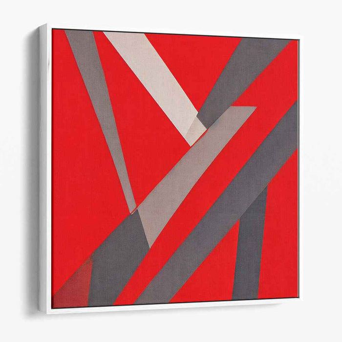 Crimson Geometry Euphoria: Abstract Geometric Red Canvas Art