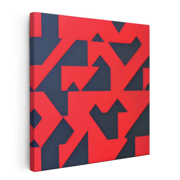 Fiery Midnight Passion: Bold Red and Black Abstract Canvas Art