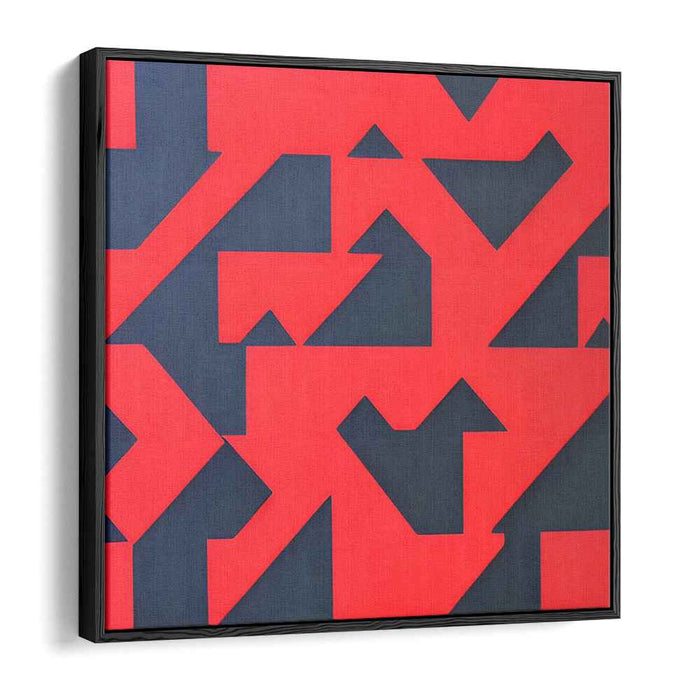 Fiery Midnight Passion: Bold Red and Black Abstract Canvas Art