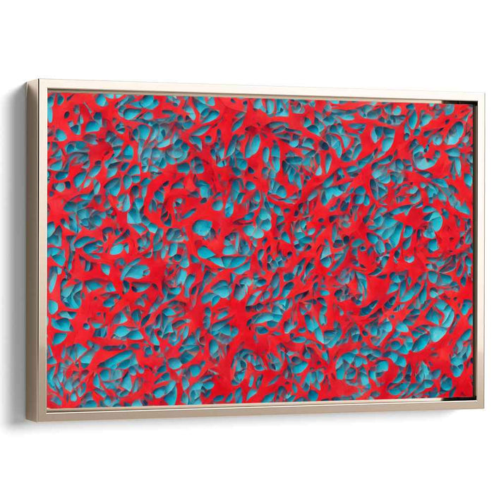 Vibrant Coral: Abstract Expressionist Red and Turquoise Canvas Art Print