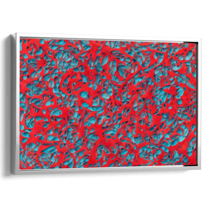 Vibrant Coral: Abstract Expressionist Red and Turquoise Canvas Art Print
