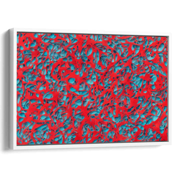 Vibrant Coral: Abstract Expressionist Red and Turquoise Canvas Art Print