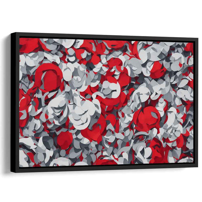 Abstract Petals: Modern Red, White, and Gray Canvas Art Print