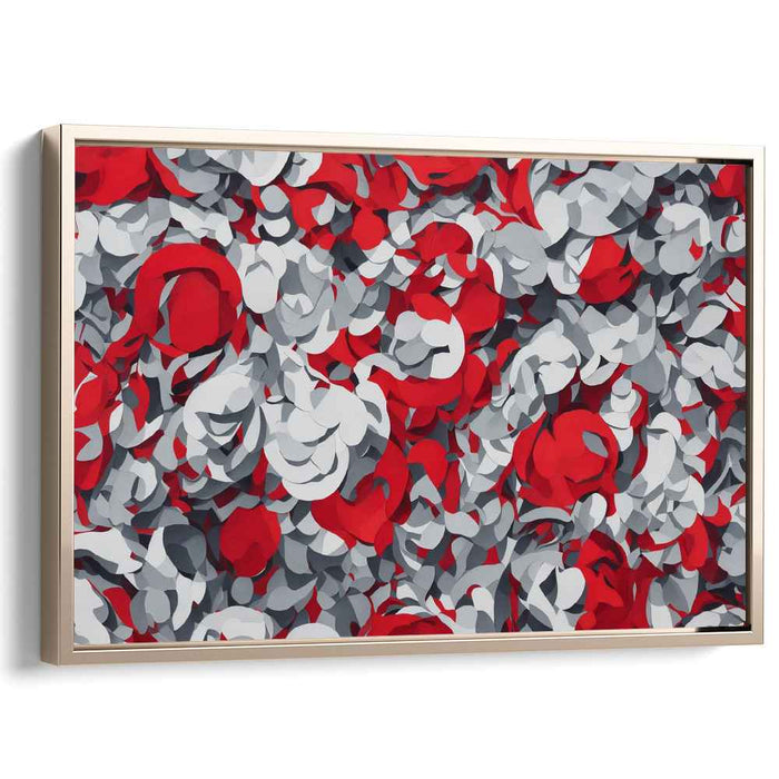 Abstract Petals: Modern Red, White, and Gray Canvas Art Print