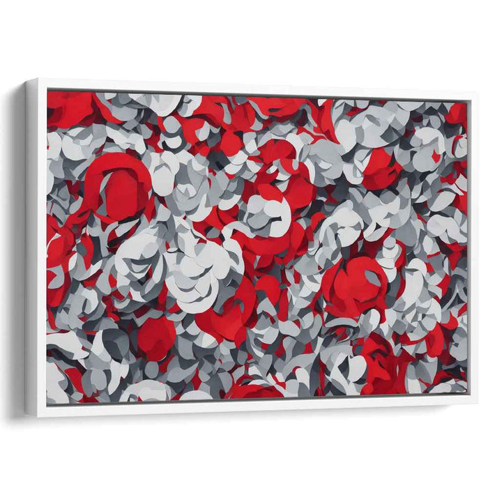 Abstract Petals: Modern Red, White, and Gray Canvas Art Print