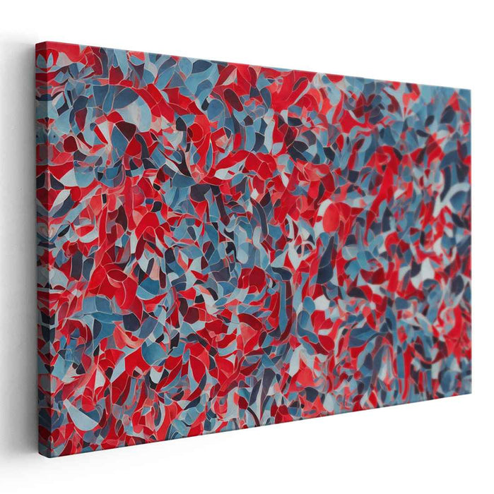 Bold Chromatic Symphony: Abstract Expressionist Red and Blue Canvas Art Print