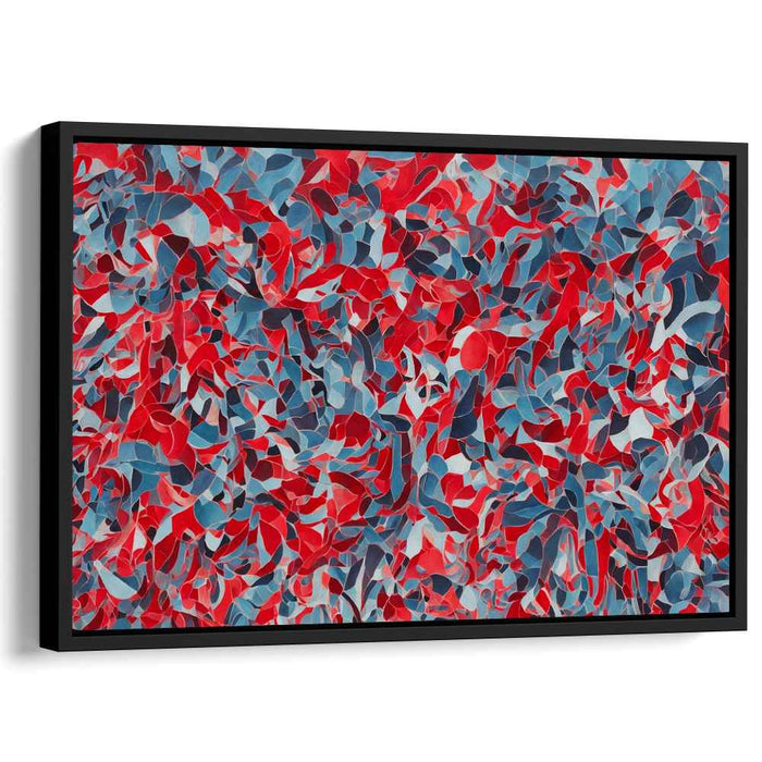 Bold Chromatic Symphony: Abstract Expressionist Red and Blue Canvas Art Print