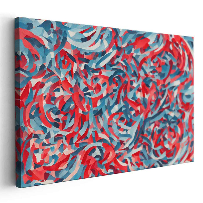Emotion Spectrum Blaze: Abstract Expressionist Red and Blue Canvas Art Print