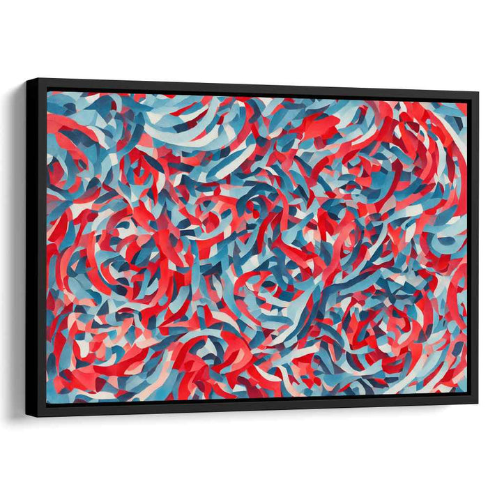 Emotion Spectrum Blaze: Abstract Expressionist Red and Blue Canvas Art Print