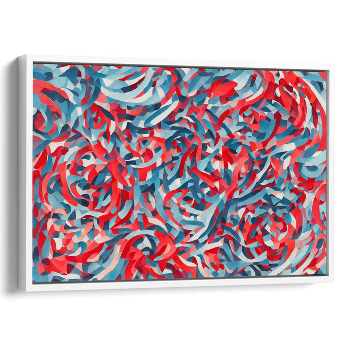 Emotion Spectrum Blaze: Abstract Expressionist Red and Blue Canvas Art Print