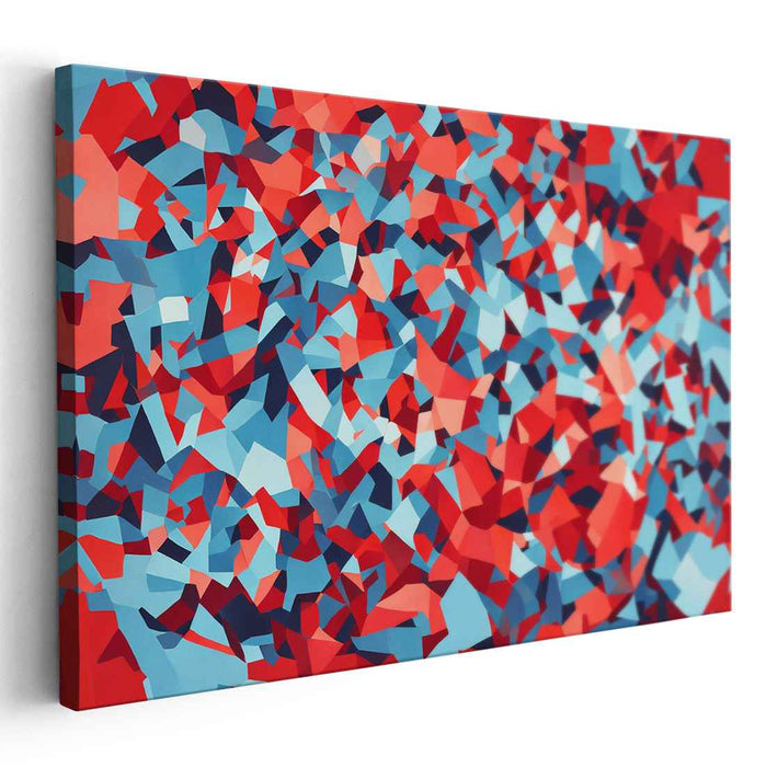 Crimson Echoing Sapphire Symphony: Abstract Red and Blue Canvas Art Print