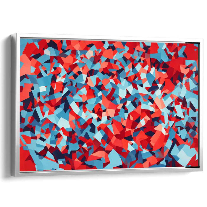 Crimson Echoing Sapphire Symphony: Abstract Red and Blue Canvas Art Print