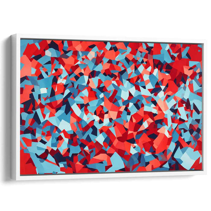 Crimson Echoing Sapphire Symphony: Abstract Red and Blue Canvas Art Print