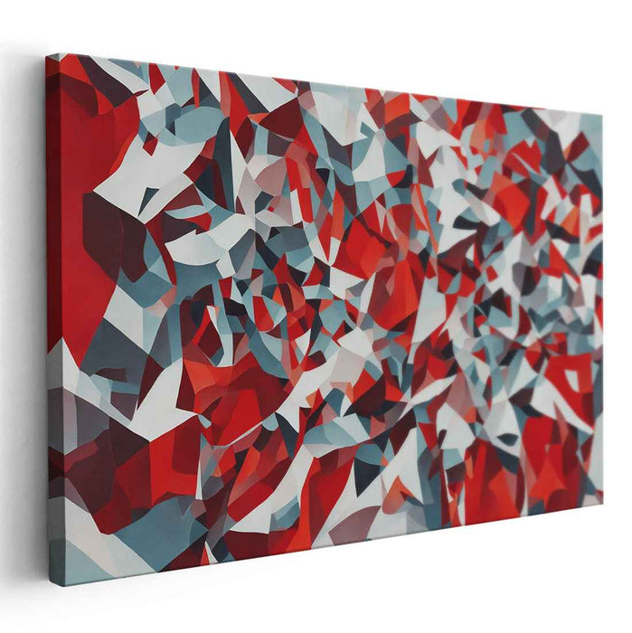 Fiery Scarlet Chaos: Bold Red Abstract Canvas Art Print
