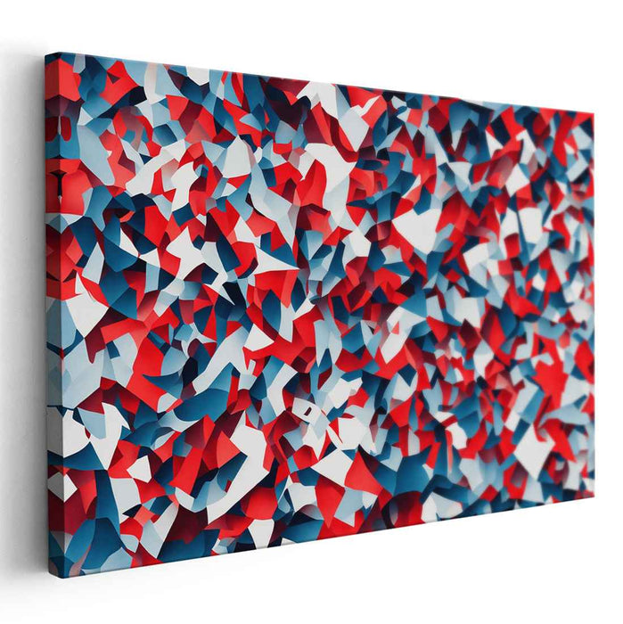 Chaos Burst Spectrum Blend: Bold Red and Blue Abstract Canvas Art
